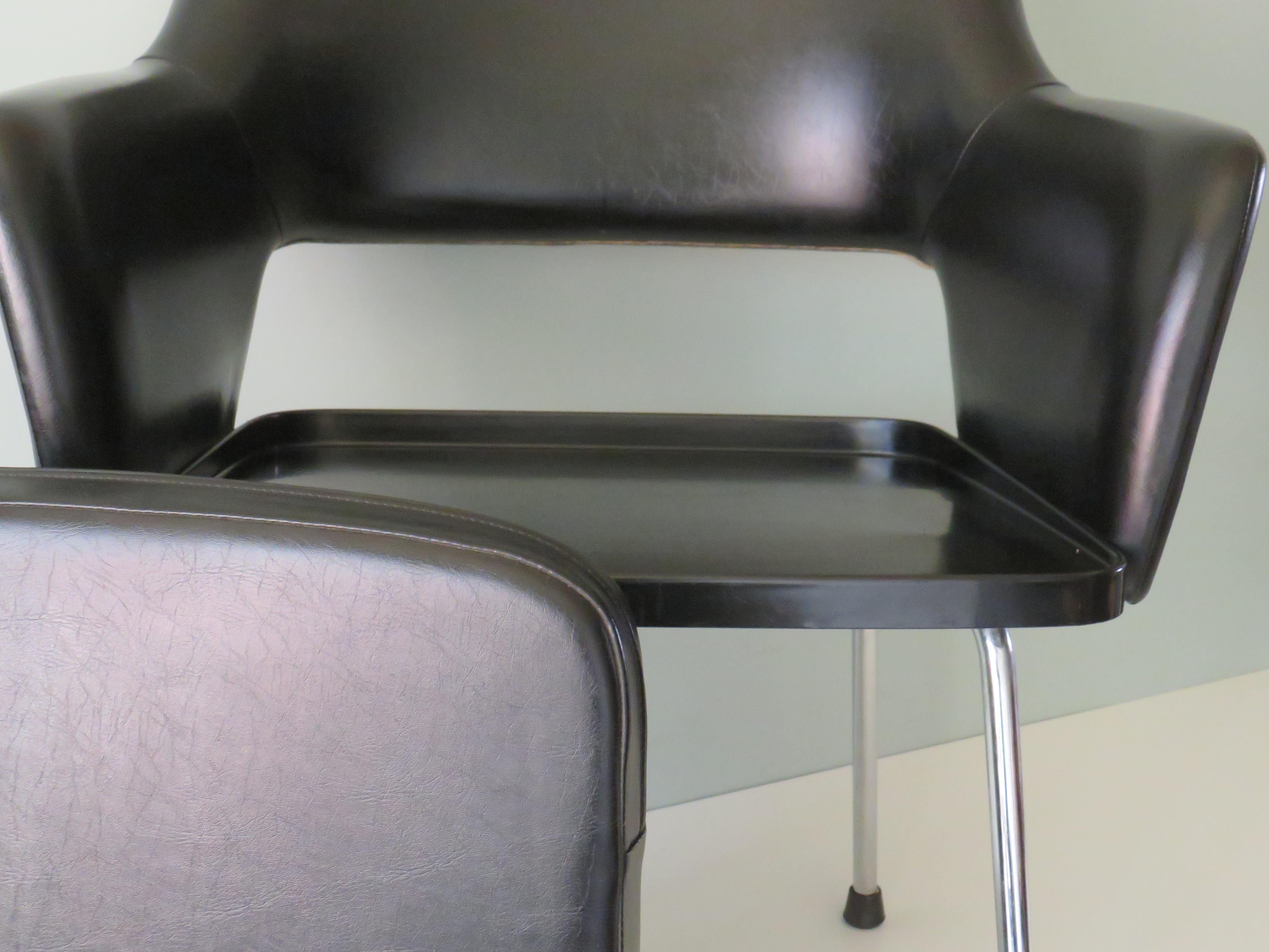 Modernist Armrest Chair, Chrome and Skai, Belgium 1960s For Sale 3