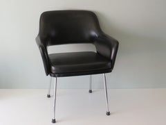 Modernist Armrest Chair, Chrome and Skai, Belgium 1960s