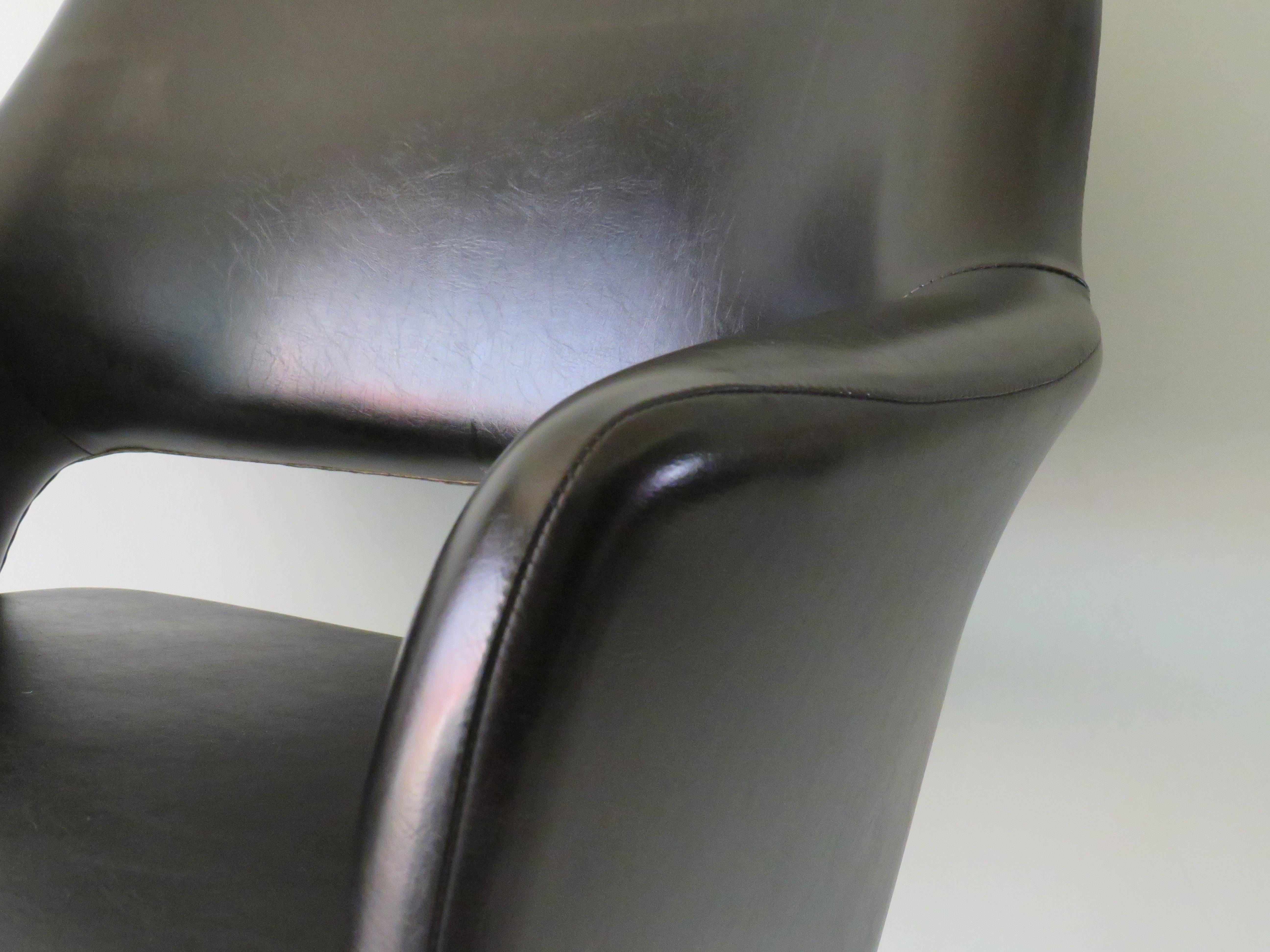 Faux Leather Modernist Armrest Chair, Chrome and Skai, Belgium 1960s For Sale