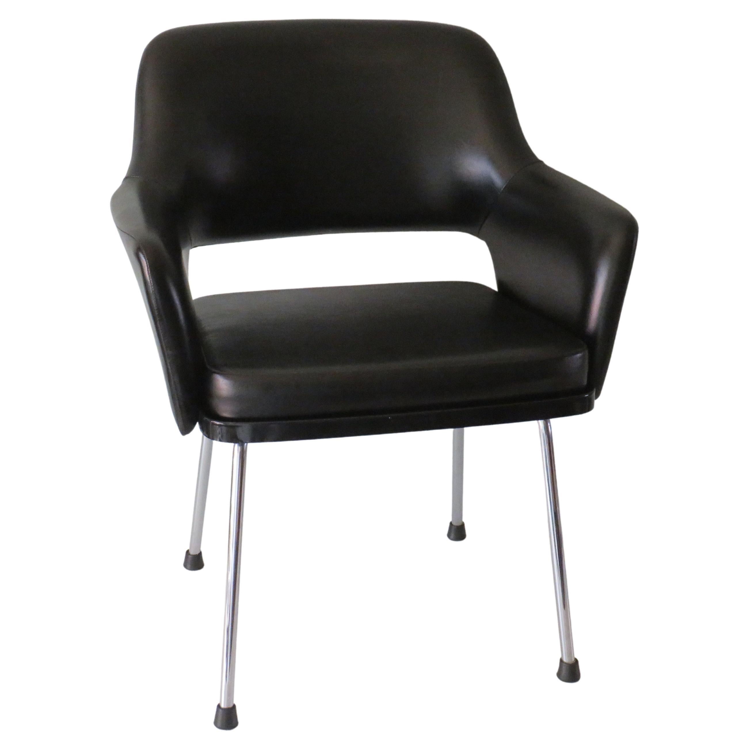 Modernist Armrest Chair, Chrome and Skai, Belgium 1960s For Sale