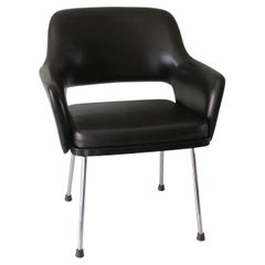 Modernist Armrest Chair, Chrome and Skai, Belgium 1960s