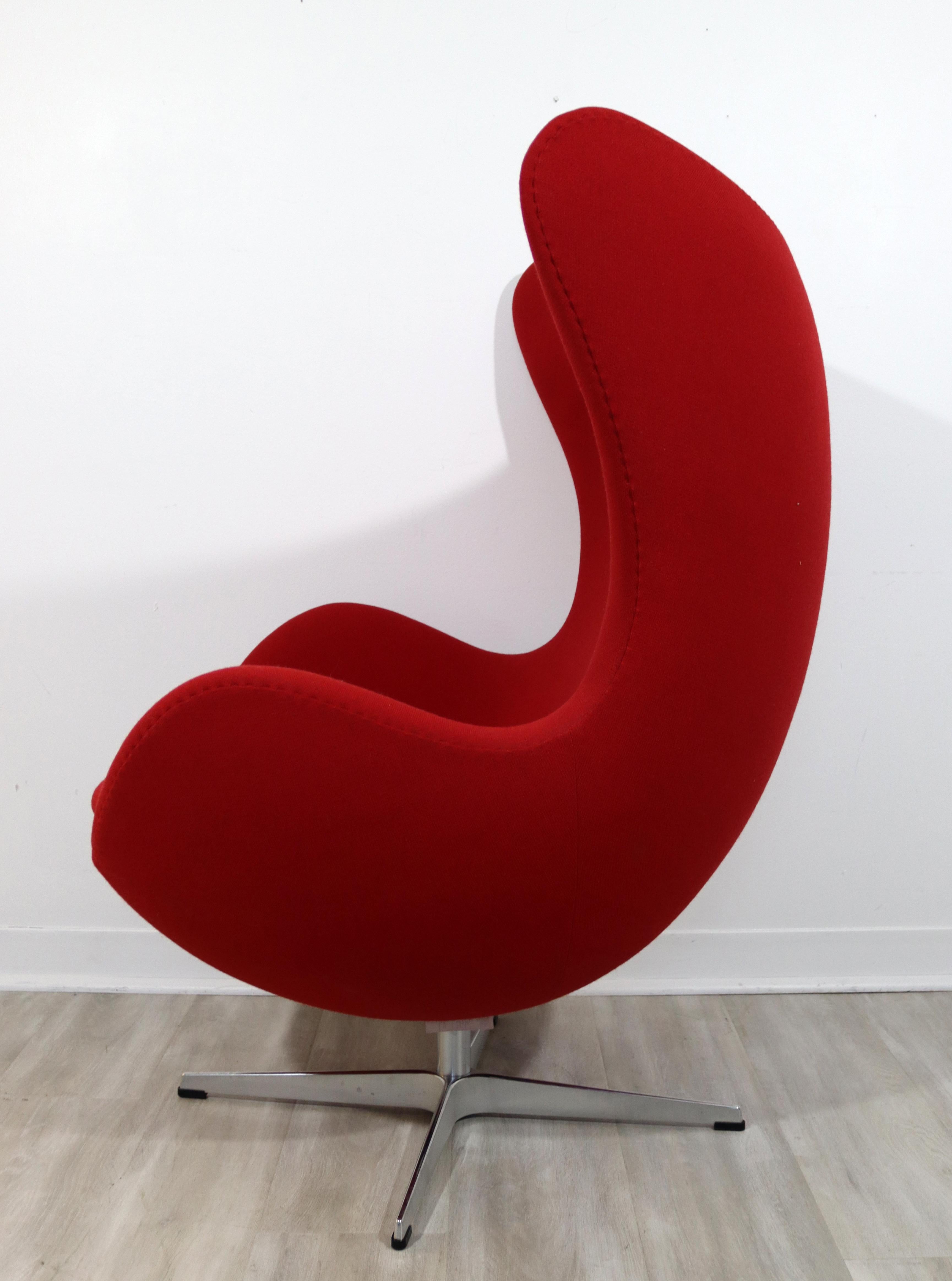 20th Century Modernist Arne Jacobsen Fritz Hansen Red High Back Egg Lounge Chair DWR
