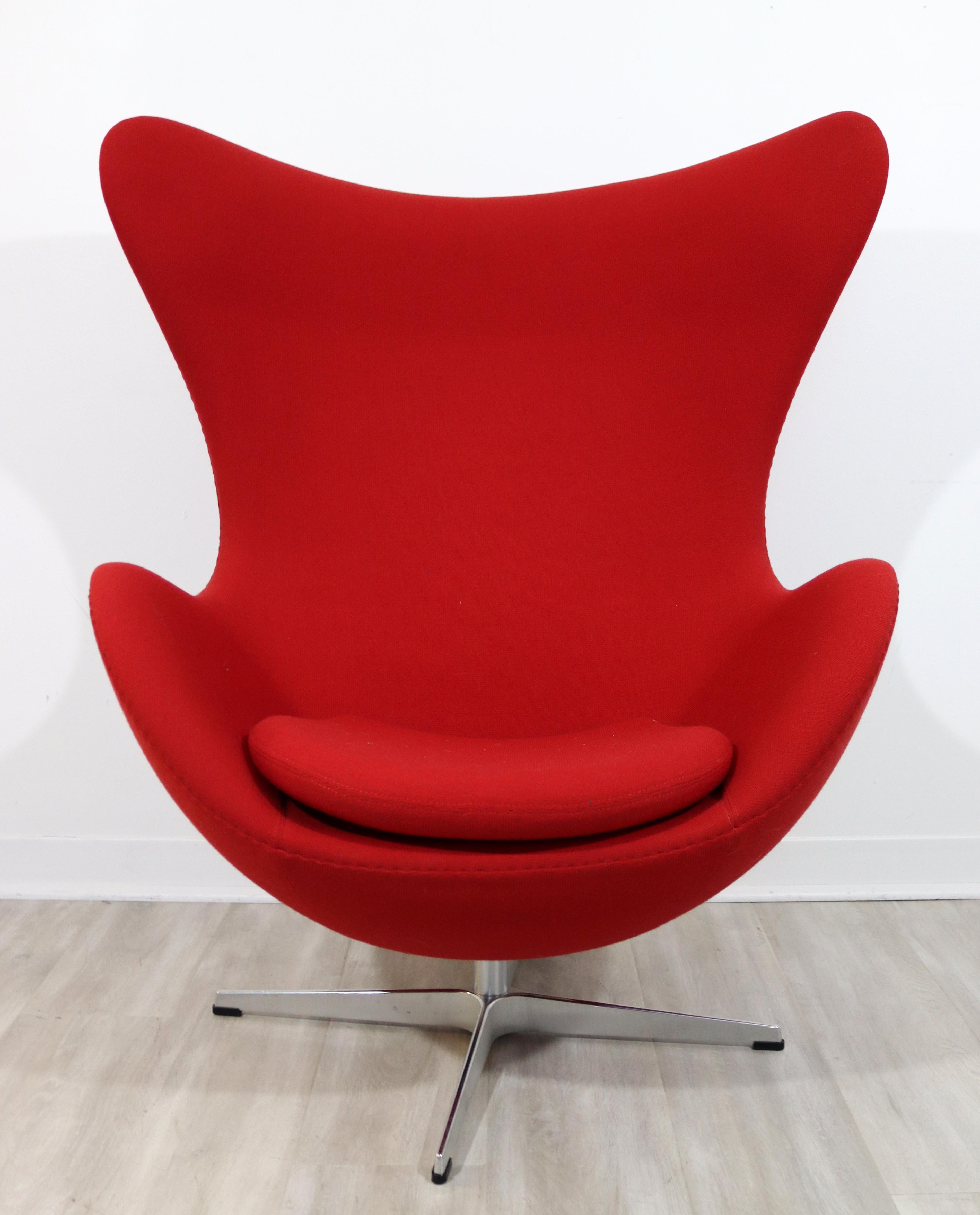 Upholstery Modernist Arne Jacobsen Fritz Hansen Red High Back Egg Lounge Chair DWR