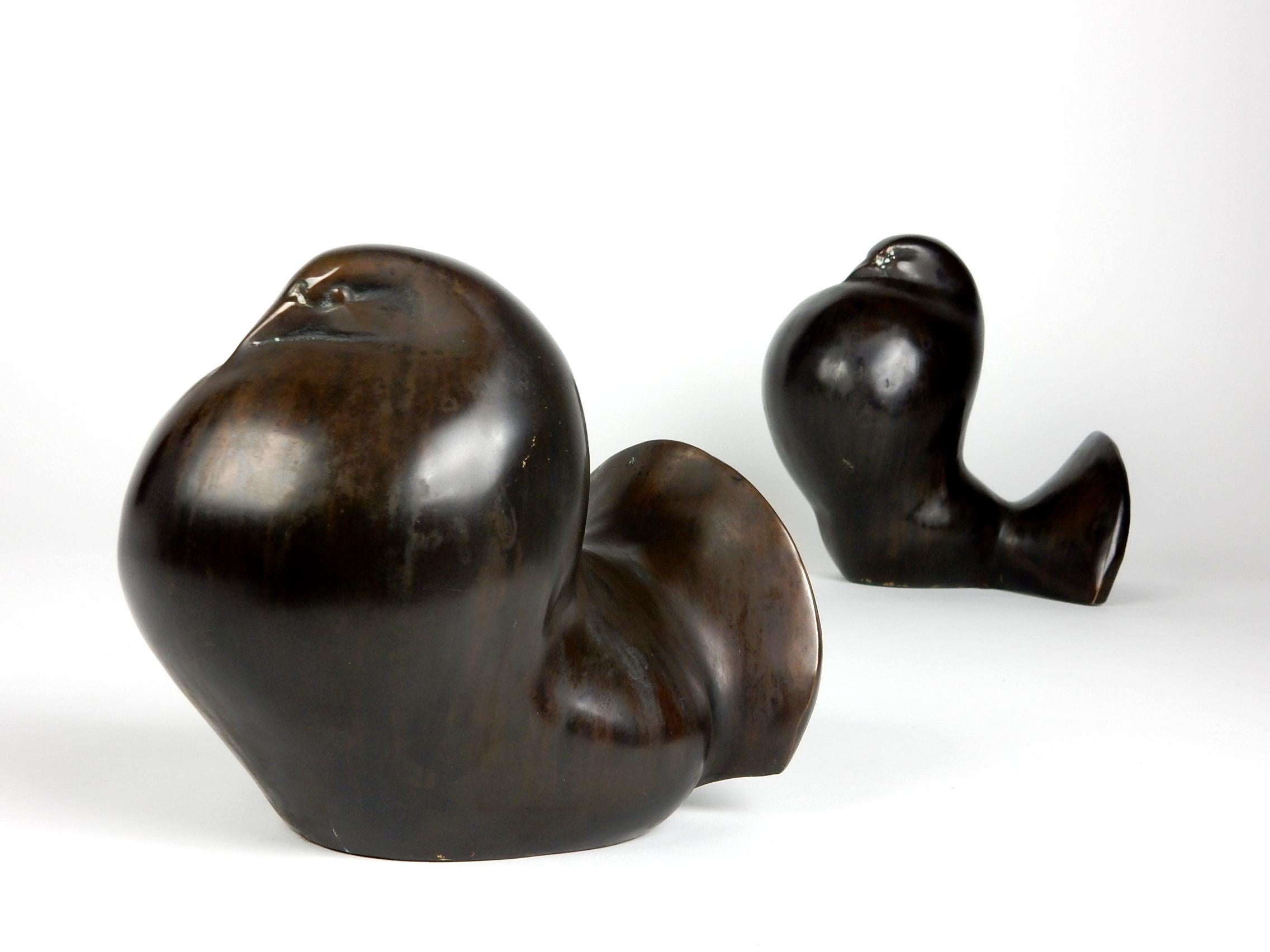 20th Century Modernist Art Bronze Dove Sculptures For Sale