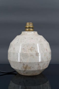 Modernist Art Deco ball lamp in carved marble, France, Circa 1930