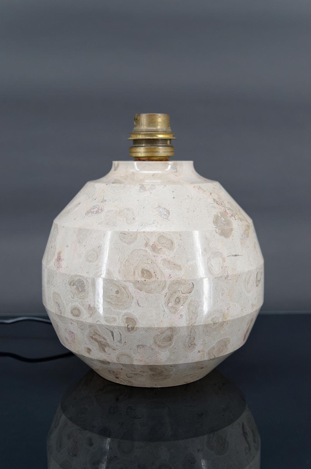 French Modernist Art Deco ball lamp in carved marble, France, Circa 1930 For Sale