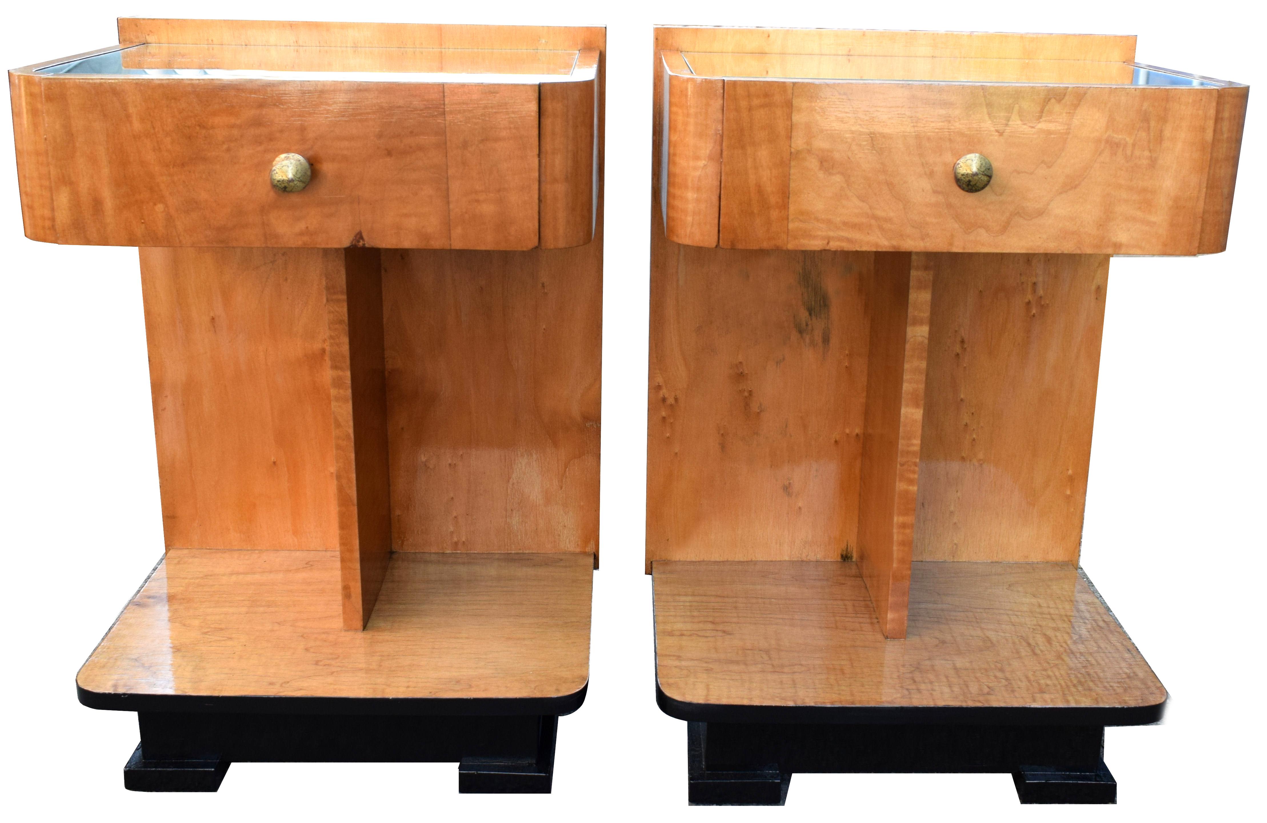 20th Century Modernist Art Deco Bedside Nightstand Cabinets, circa 1930s