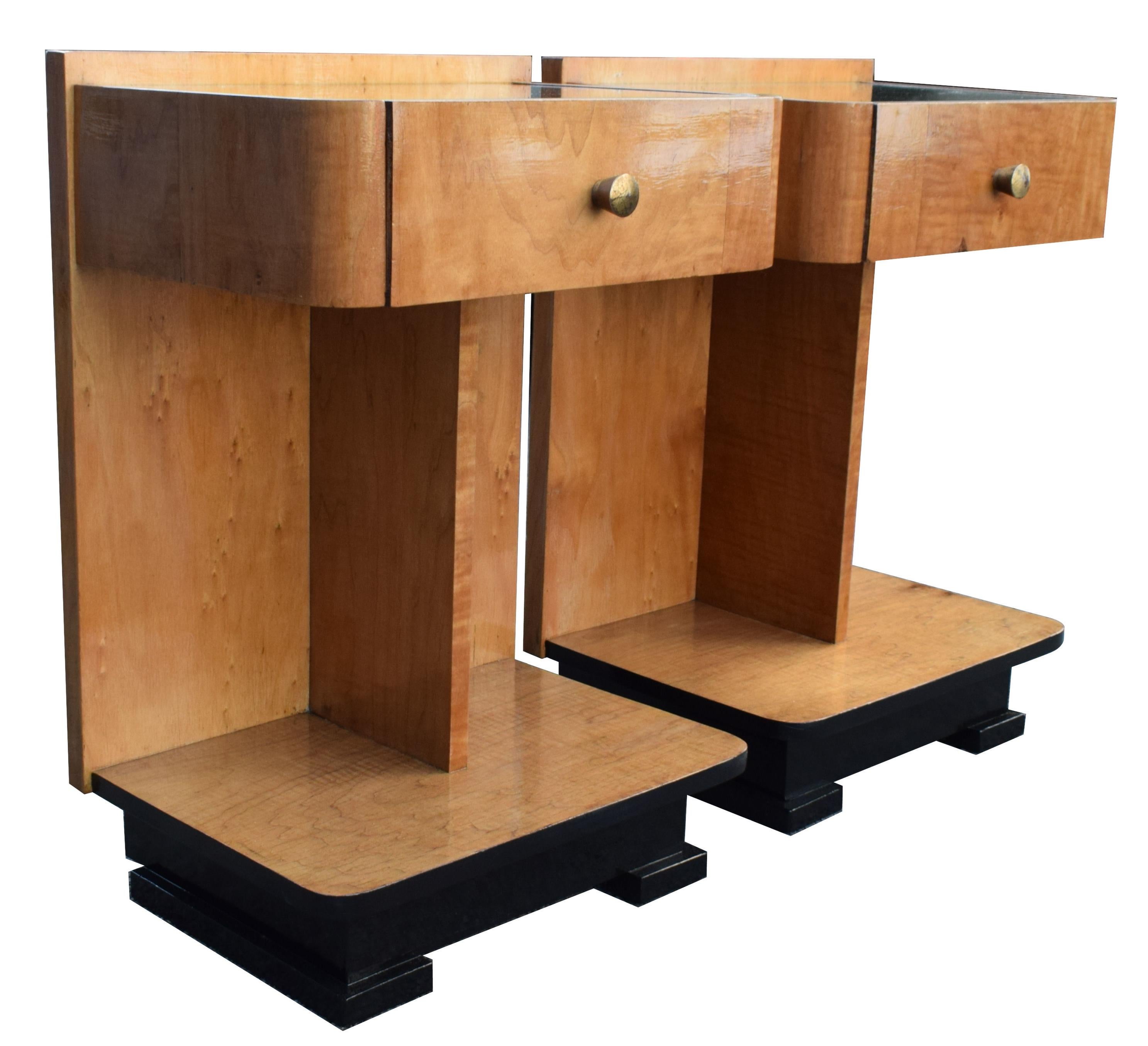 Modernist Art Deco Bedside Nightstand Cabinets, circa 1930s 1