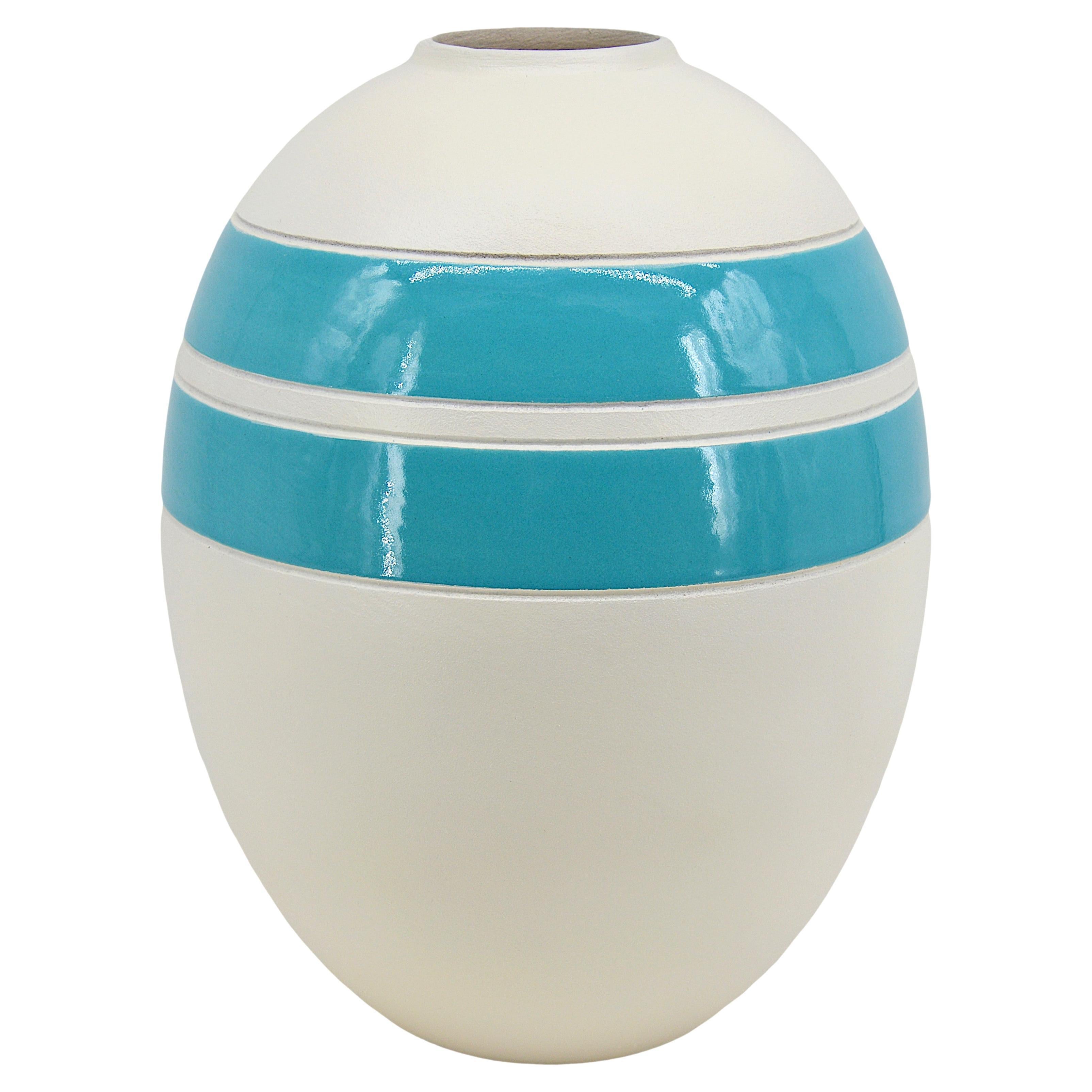 Modernist Art Deco Ceramic Vase by Kaza, France, Ovoid Design, 1920