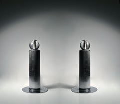 Modernist Art Deco Chrom Wolkenkratzer Design Andirons