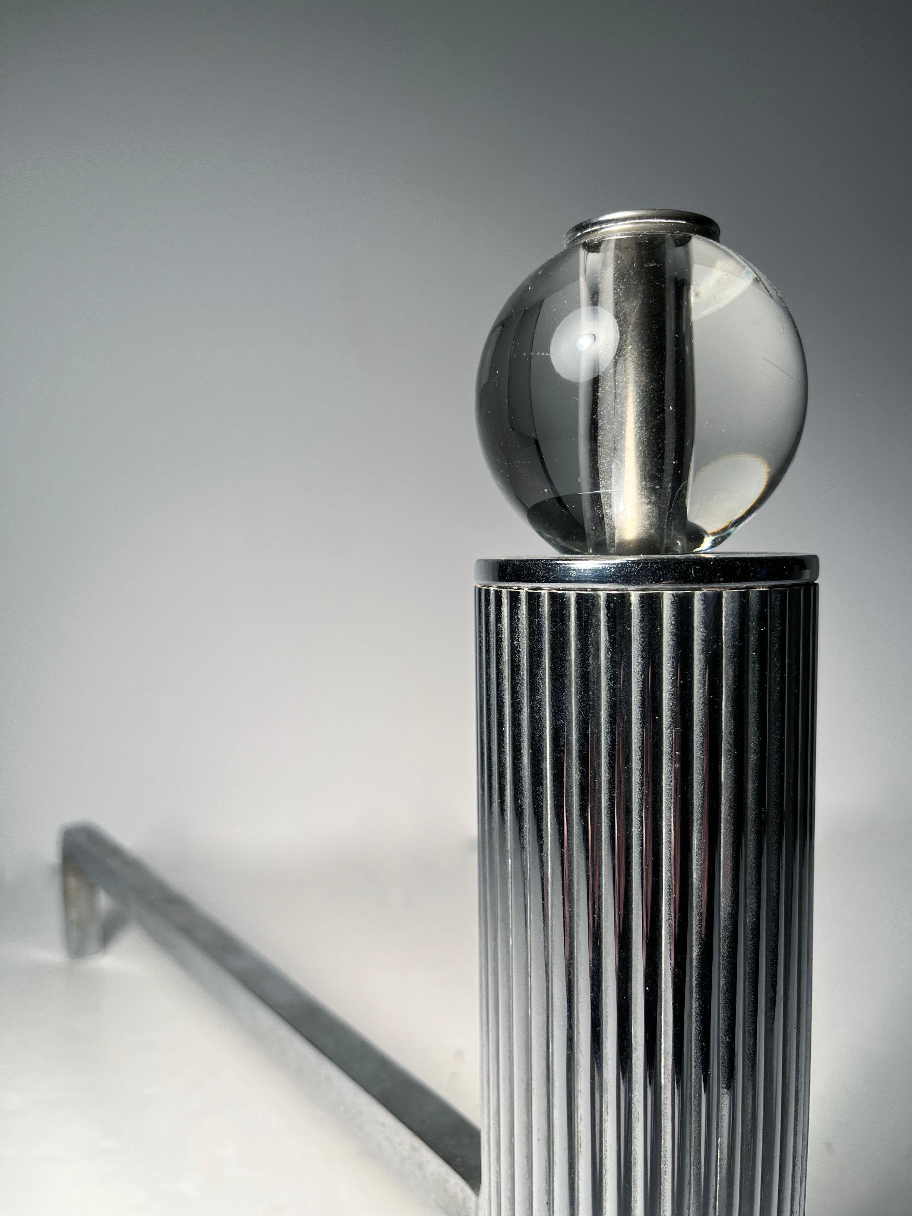 Andirons Modernistes Art Déco Chrome Skyscraper Design en vente 2