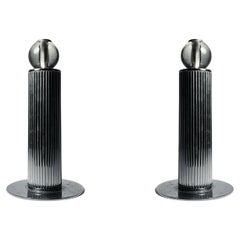Andirons Modernistes Art Déco Chrome Skyscraper Design