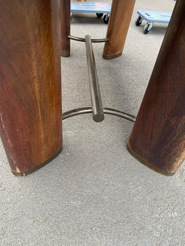 Modernist Art Deco Desk or Table in Walnut, Metal Spacer and Shoe