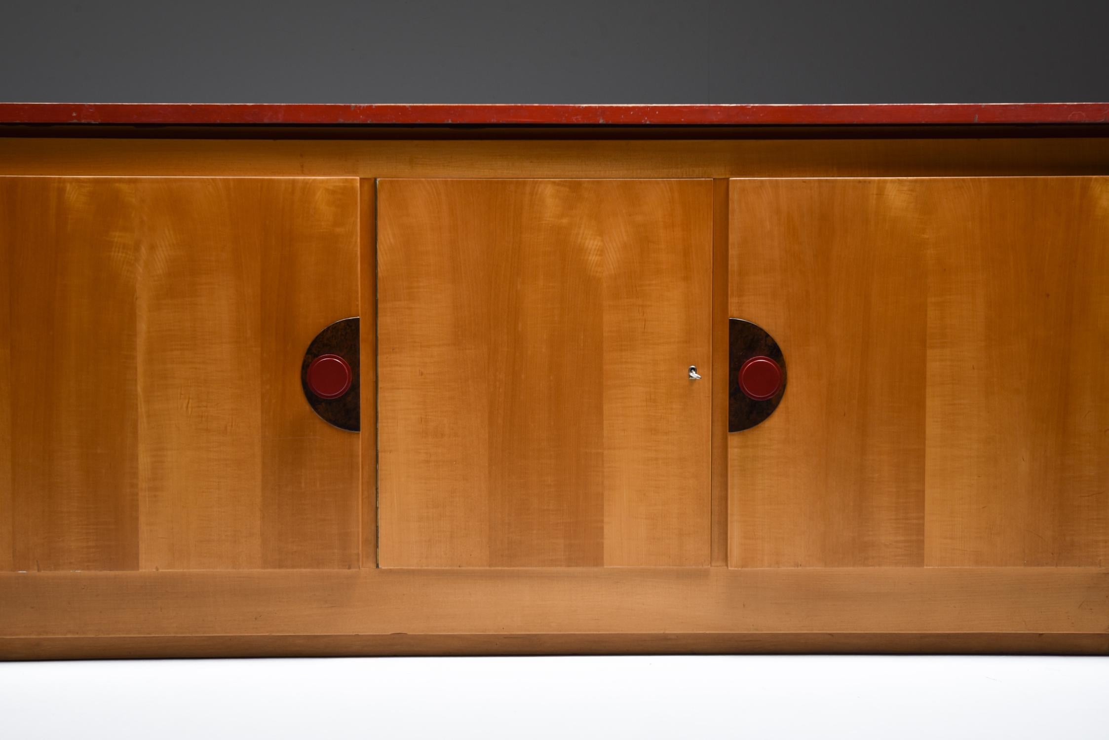 Beech Modernist Art Deco Era Sideboard Japonoiserie