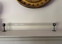 Modernist art deco glass and nickel brass towel rail