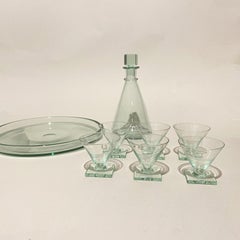 Modernist Art Deco Glasses, Tray and Decanter Set by Daum, France, 1920s.