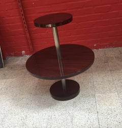 Modernistischer Art-Déco-Gueridon aus Nussbaumfurnier und Chrom, um 1930