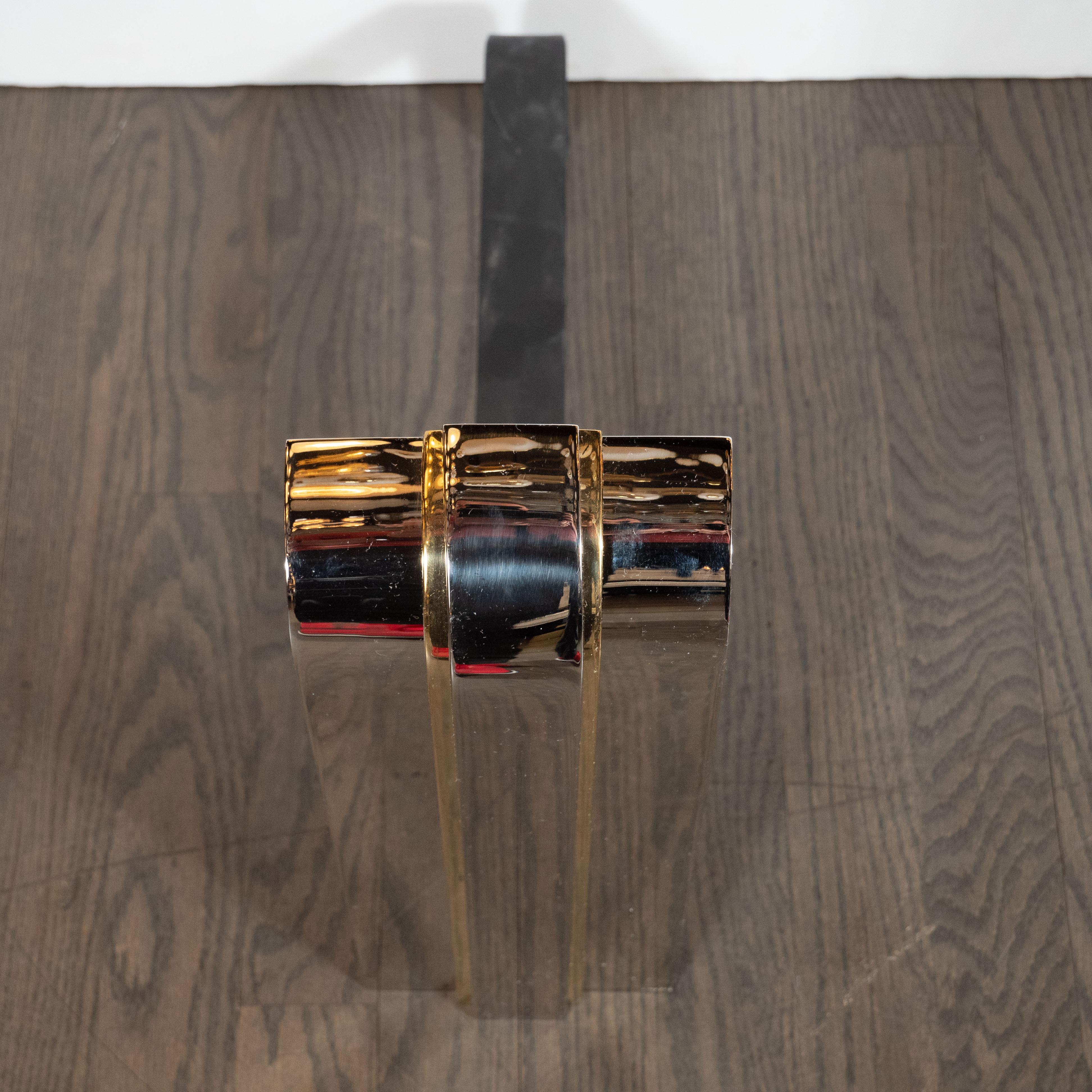 Androni modernisti in ottone e nichel di ispirazione Art Déco, modello Karl Springer in vendita 2