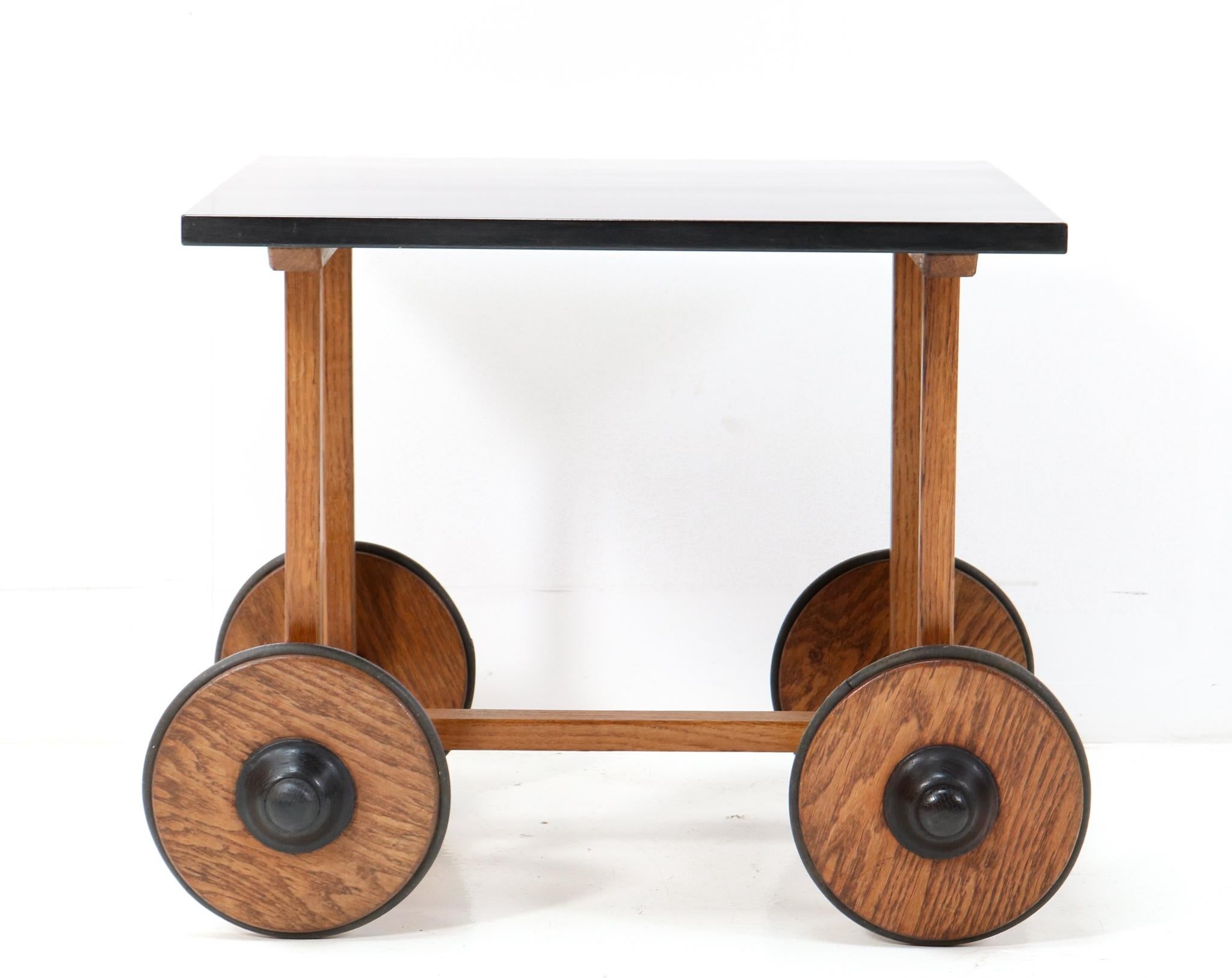 Modernist Art Deco Oak Trolley or Serving Cart, 1930s In Good Condition For Sale In Amsterdam, NL
