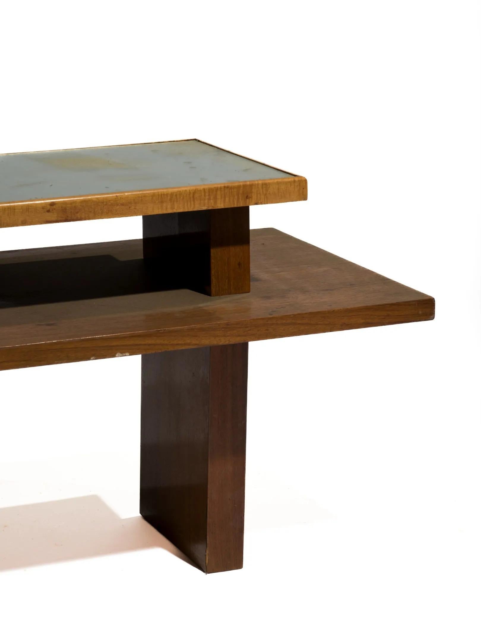 Francese Gueridon modernista art déco con due vassoi in vendita
