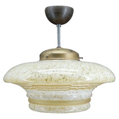 Lampada a sospensione Modernista Art Deco in vetro acidato, Francia, Circa 1930