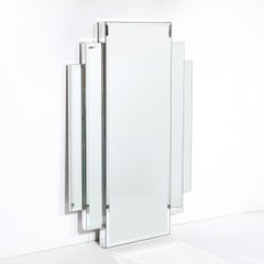 Modernist Art Deco Revival Skyscraper Style Stepped and Beveled Mirror