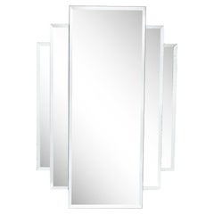 Modernist Art Deco Revival Skyscraper Style Stepped and Beveled Mirror