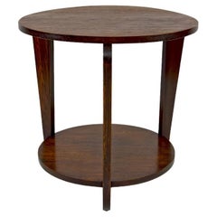 Modernist Art Deco round pedestal table in patinated oak, France, Circa 1930
