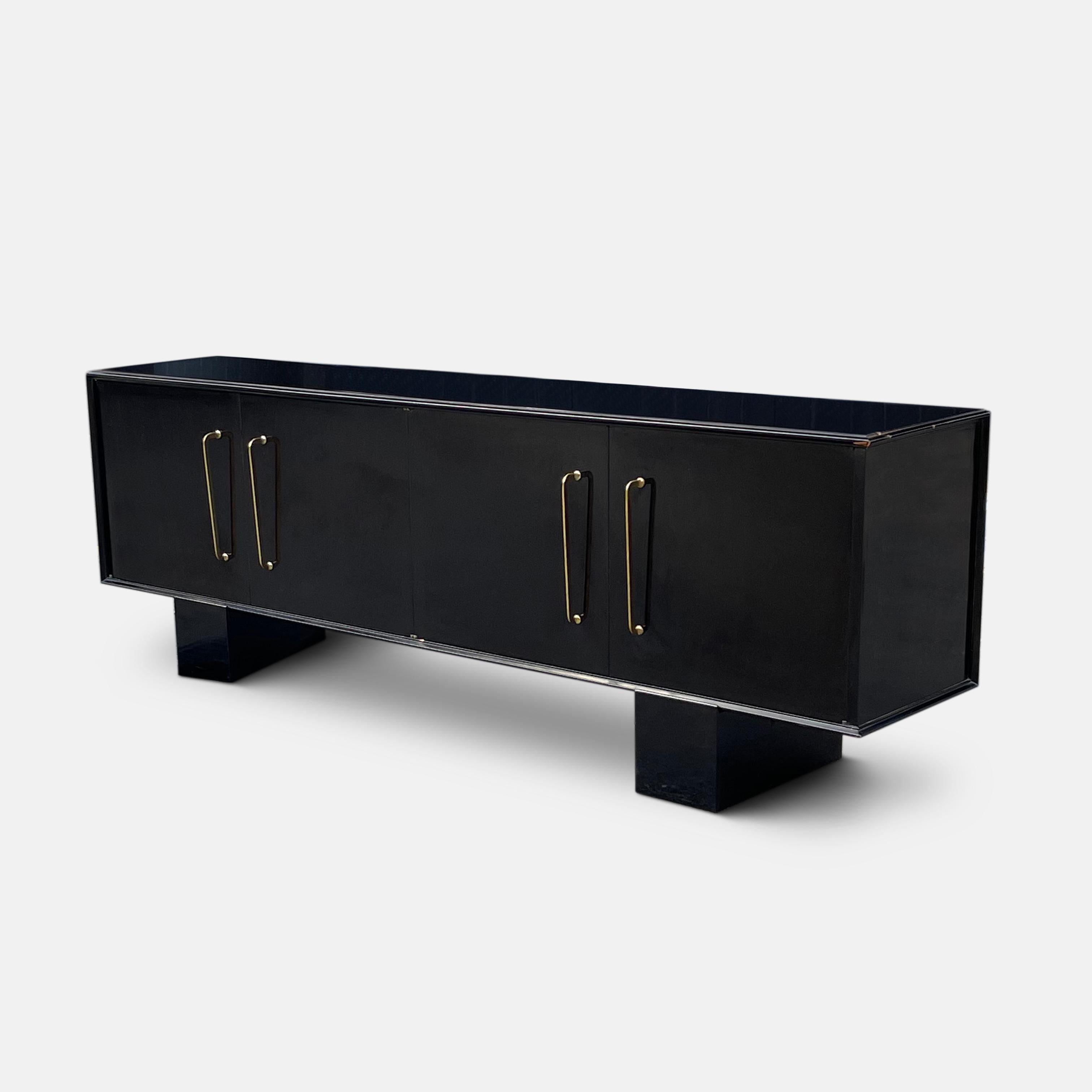 French Modernist Art Deco Sideboard Attributed to Jacques Adnet, circa 1940 For Sale