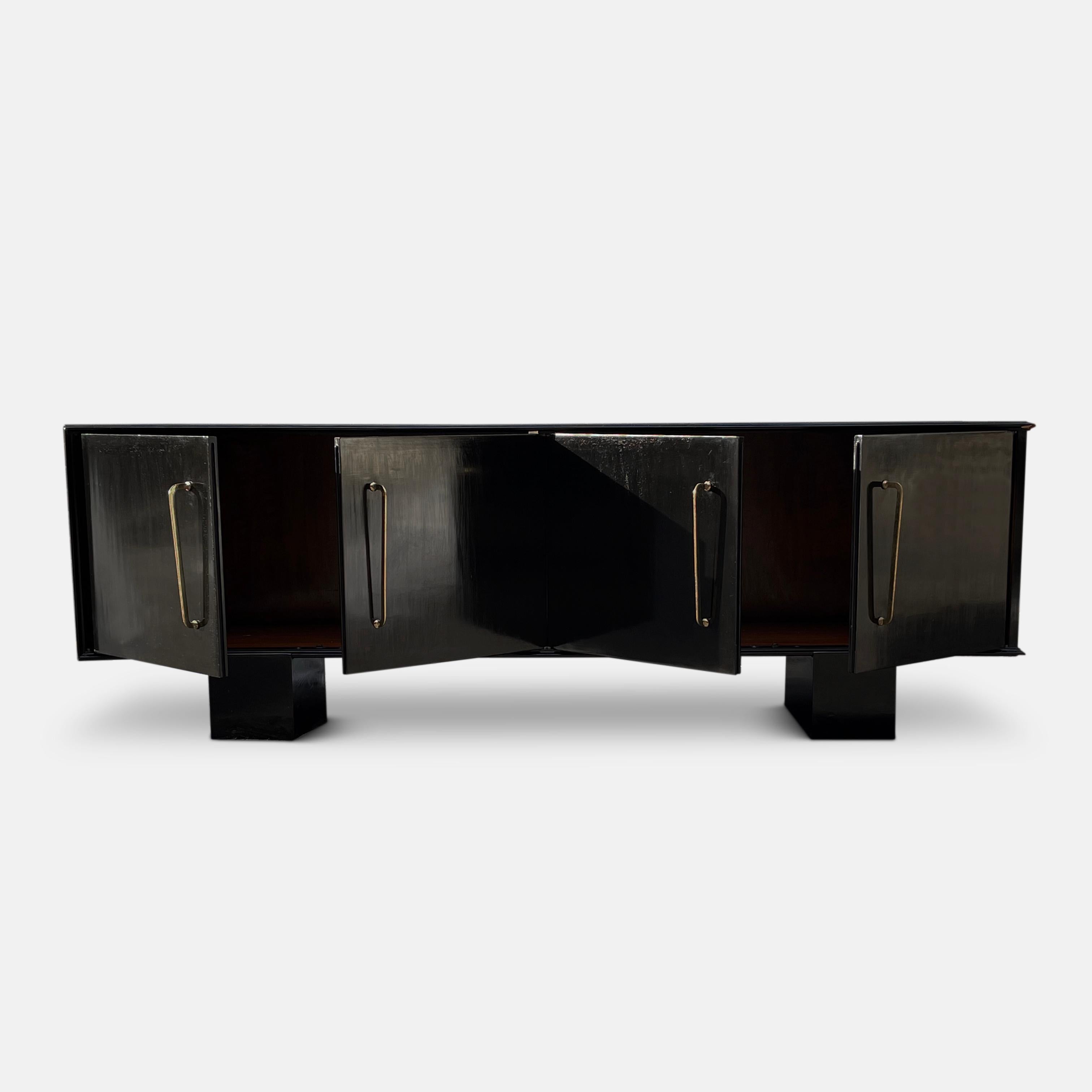 Modernist Art Deco Sideboard Attributed to Jacques Adnet, circa 1940 In Good Condition For Sale In London, GB