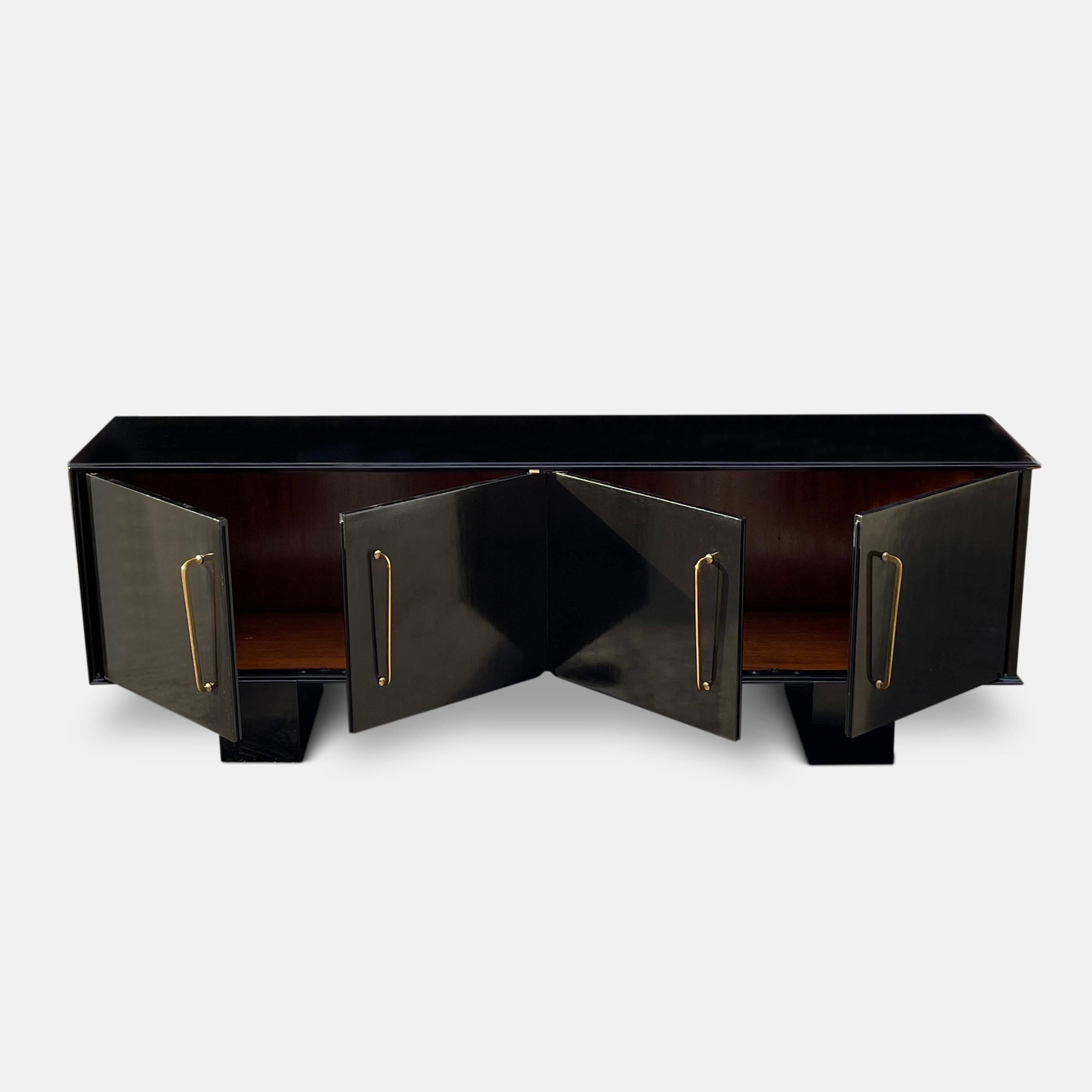 Mid-20th Century Modernist Art Deco Sideboard Attributed to Jacques Adnet, circa 1940 For Sale