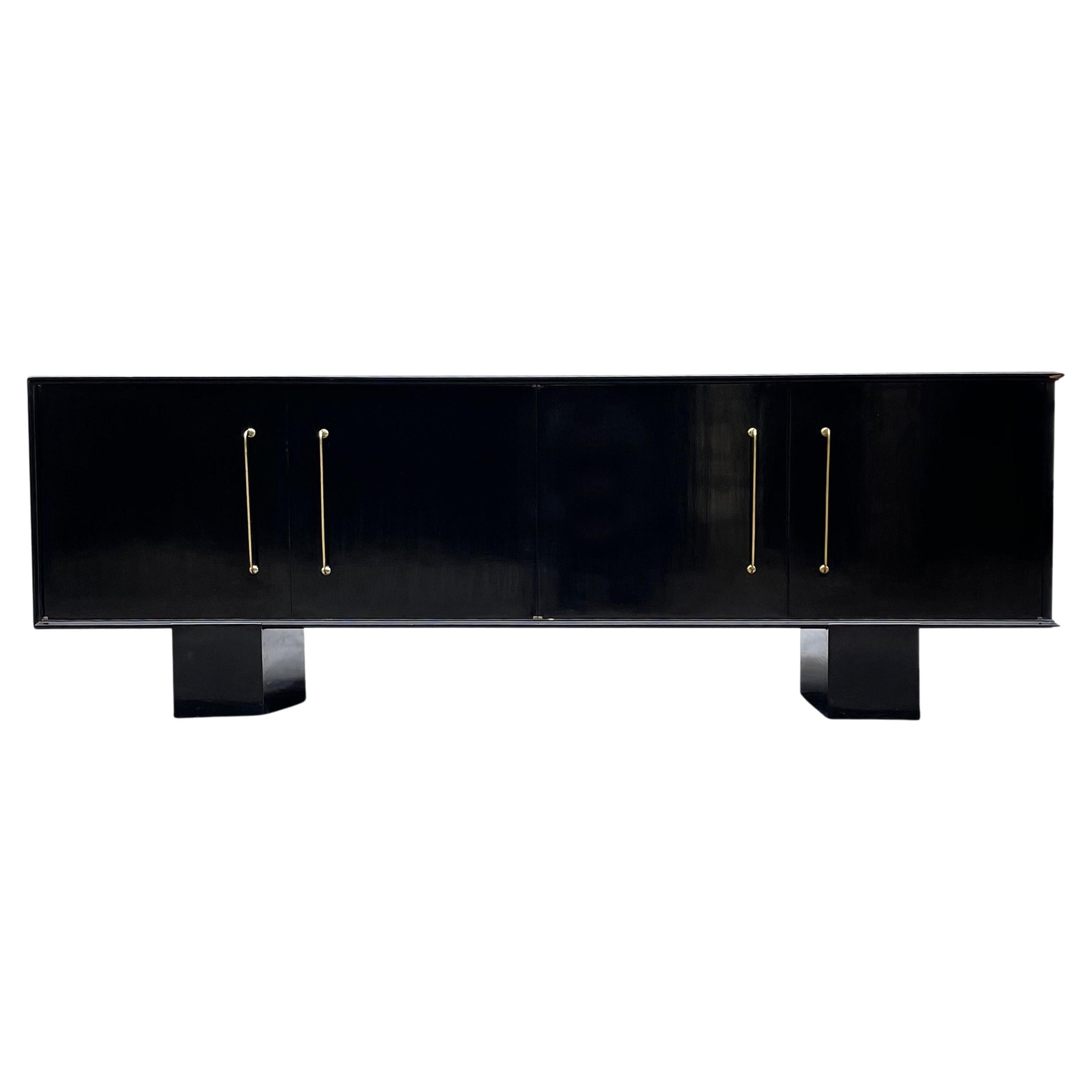 Modernist Art Deco Sideboard Attributed to Jacques Adnet, circa 1940 For Sale