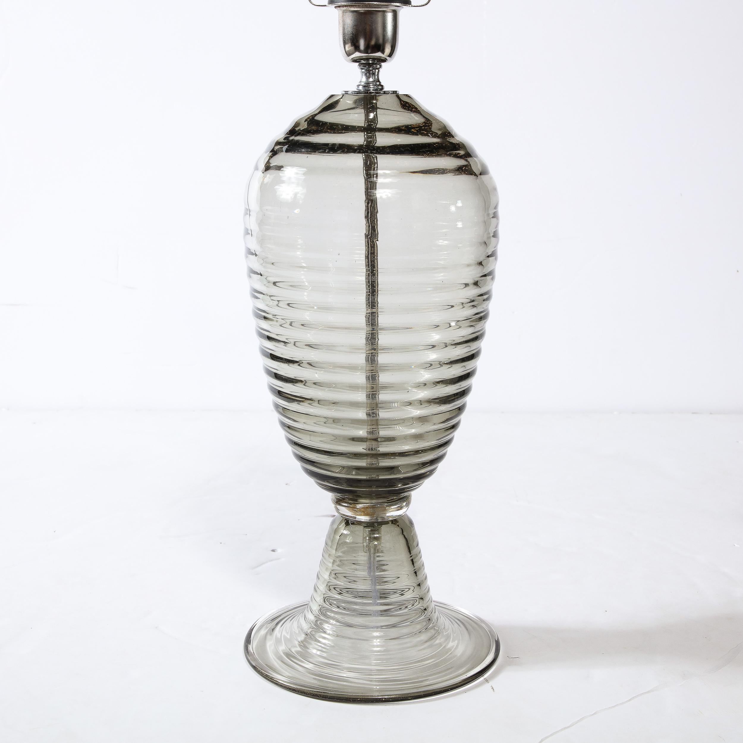 Lampes de table de style Art déco moderniste en verre de Murano fumé soufflé à la main Neuf - En vente à New York, NY