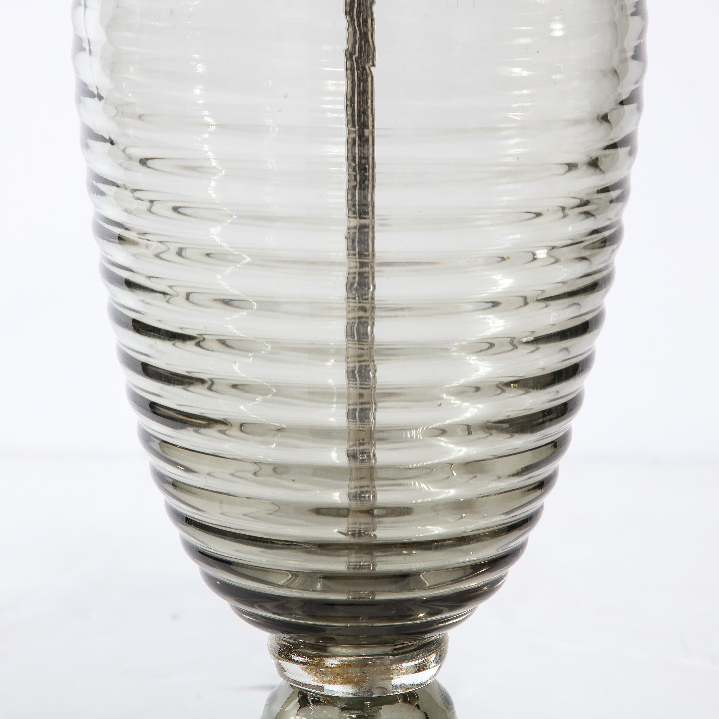 Verre de Murano Lampes de table de style Art déco moderniste en verre de Murano fumé soufflé à la main en vente