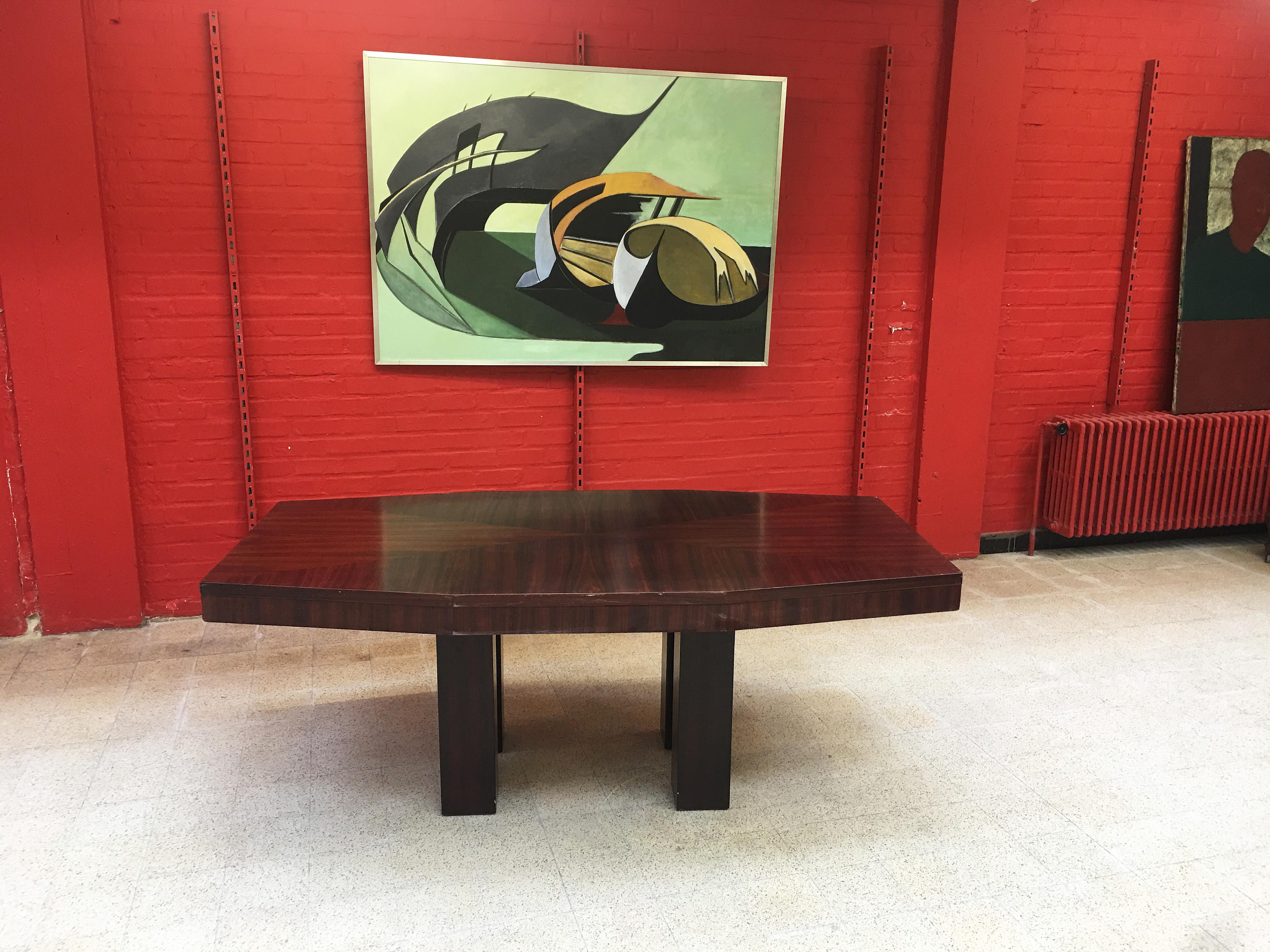 Modernist Art Deco Table circa 1930-1940 Attributed to Jacques Adnet In Good Condition For Sale In Saint-Ouen, FR