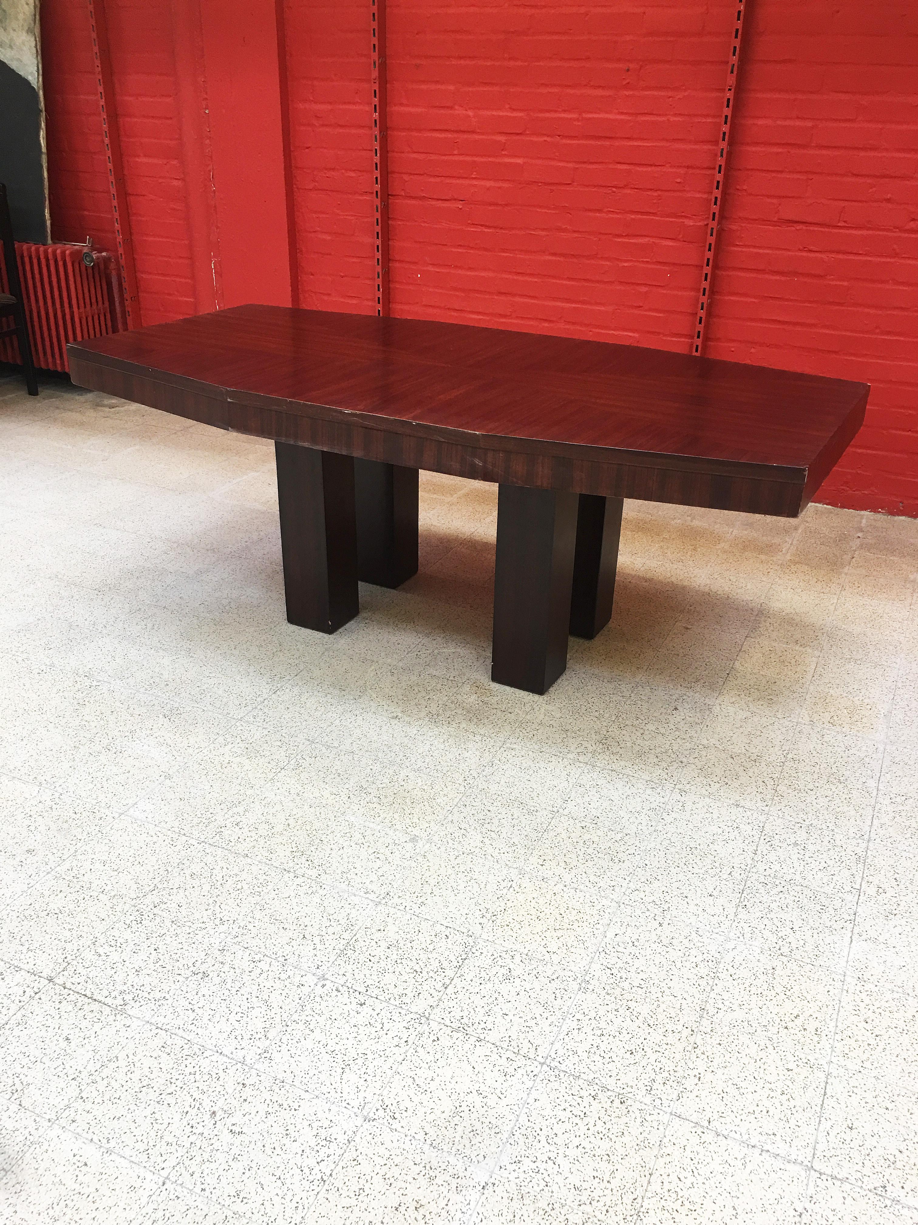 Walnut Modernist Art Deco Table circa 1930-1940 Attributed to Jacques Adnet For Sale
