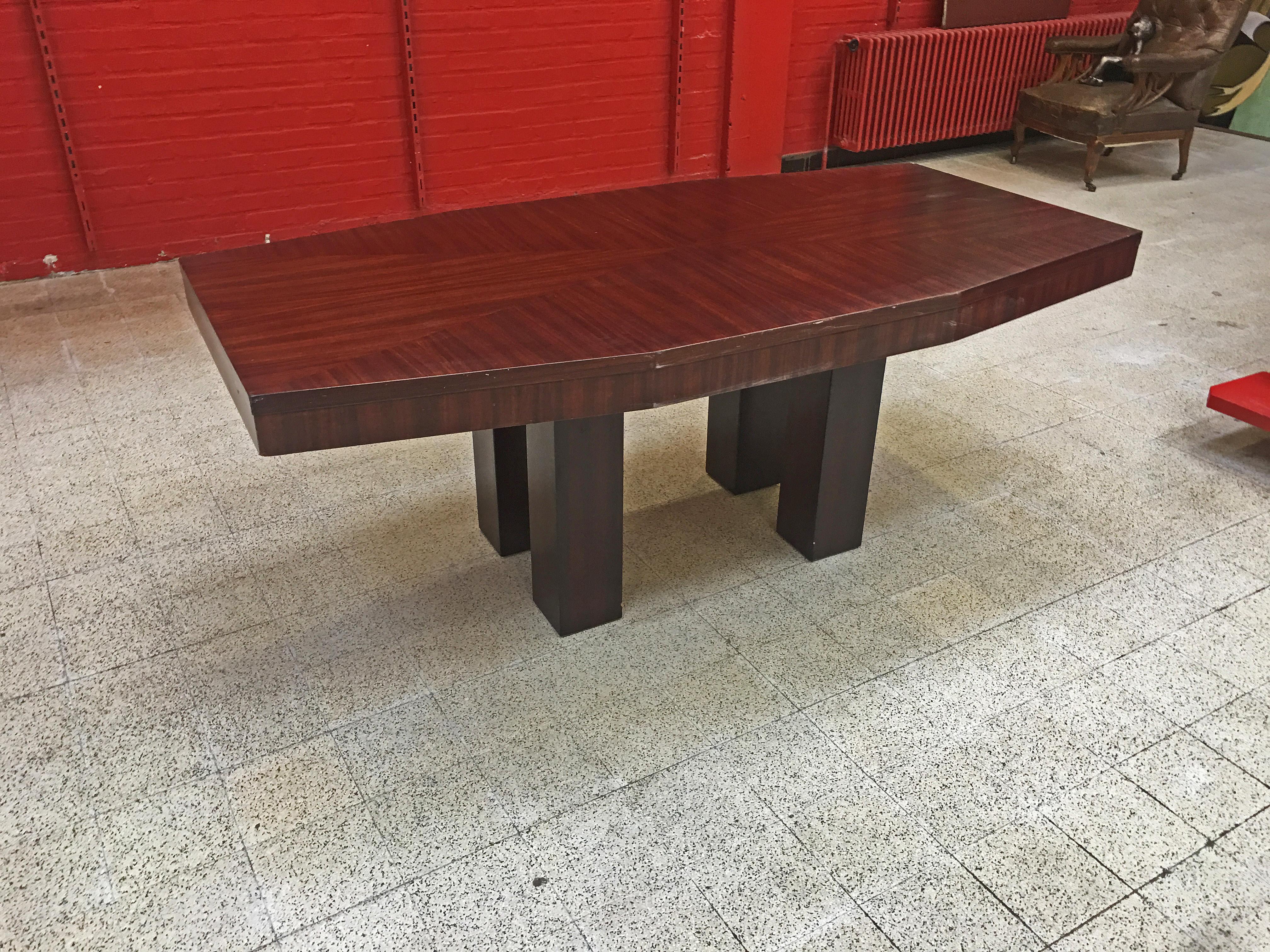 Modernist Art Deco Table circa 1930-1940 Attributed to Jacques Adnet For Sale 2