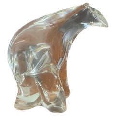 Sculpture d'ours polaire en verre d'art moderniste