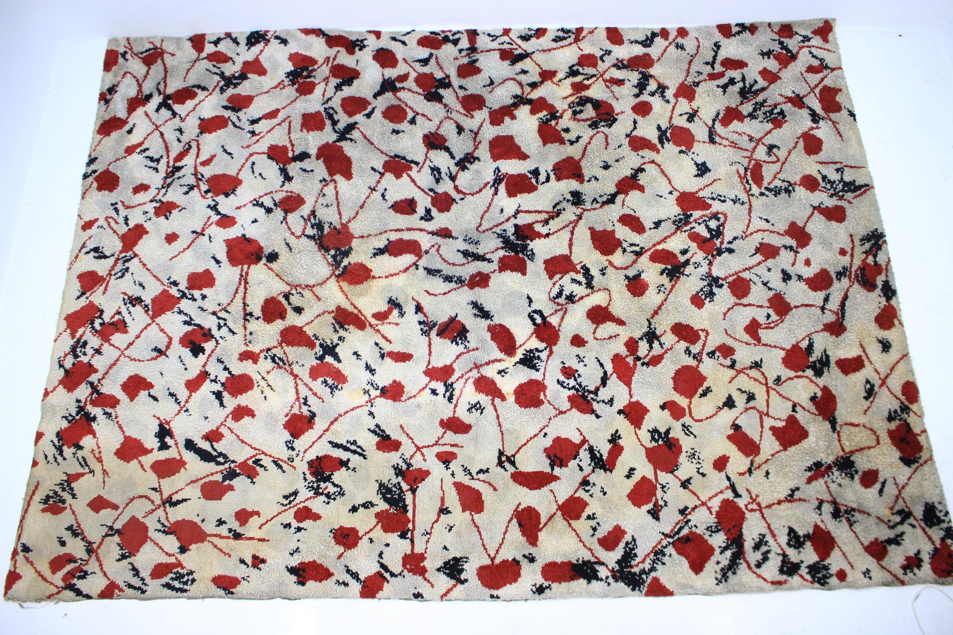 Hand-Knotted Modernist Art Organic Carpet or Rug, 1950 For Sale