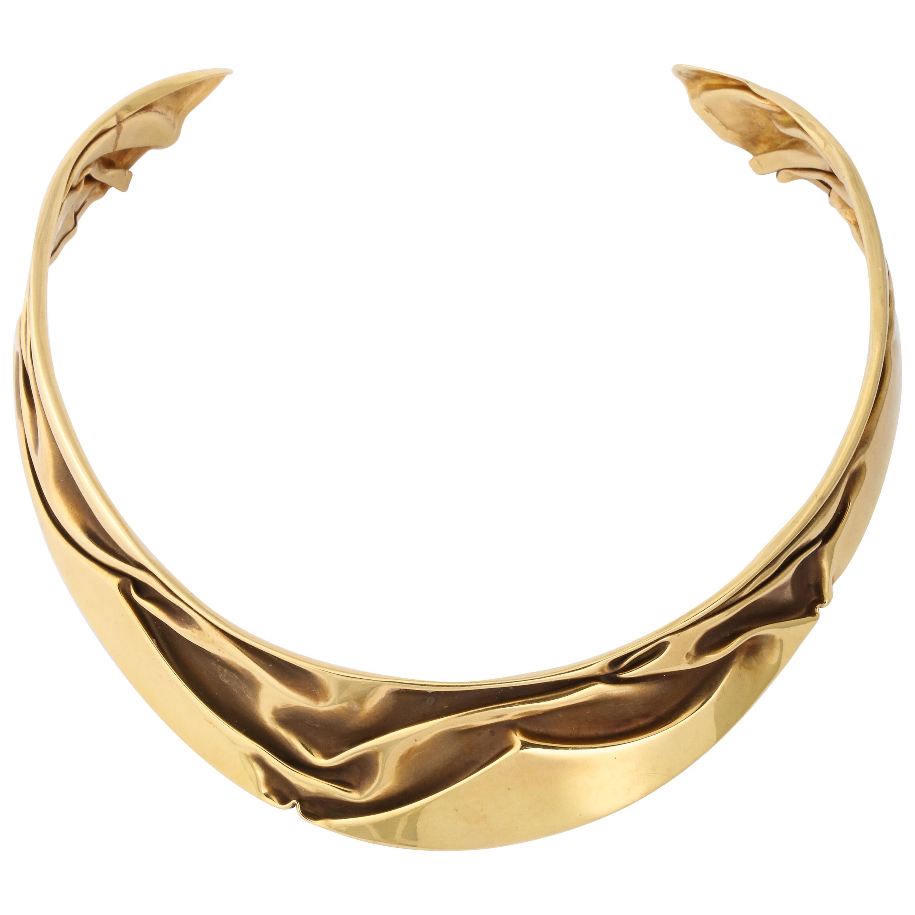 Modernist Articulated Gold Collar