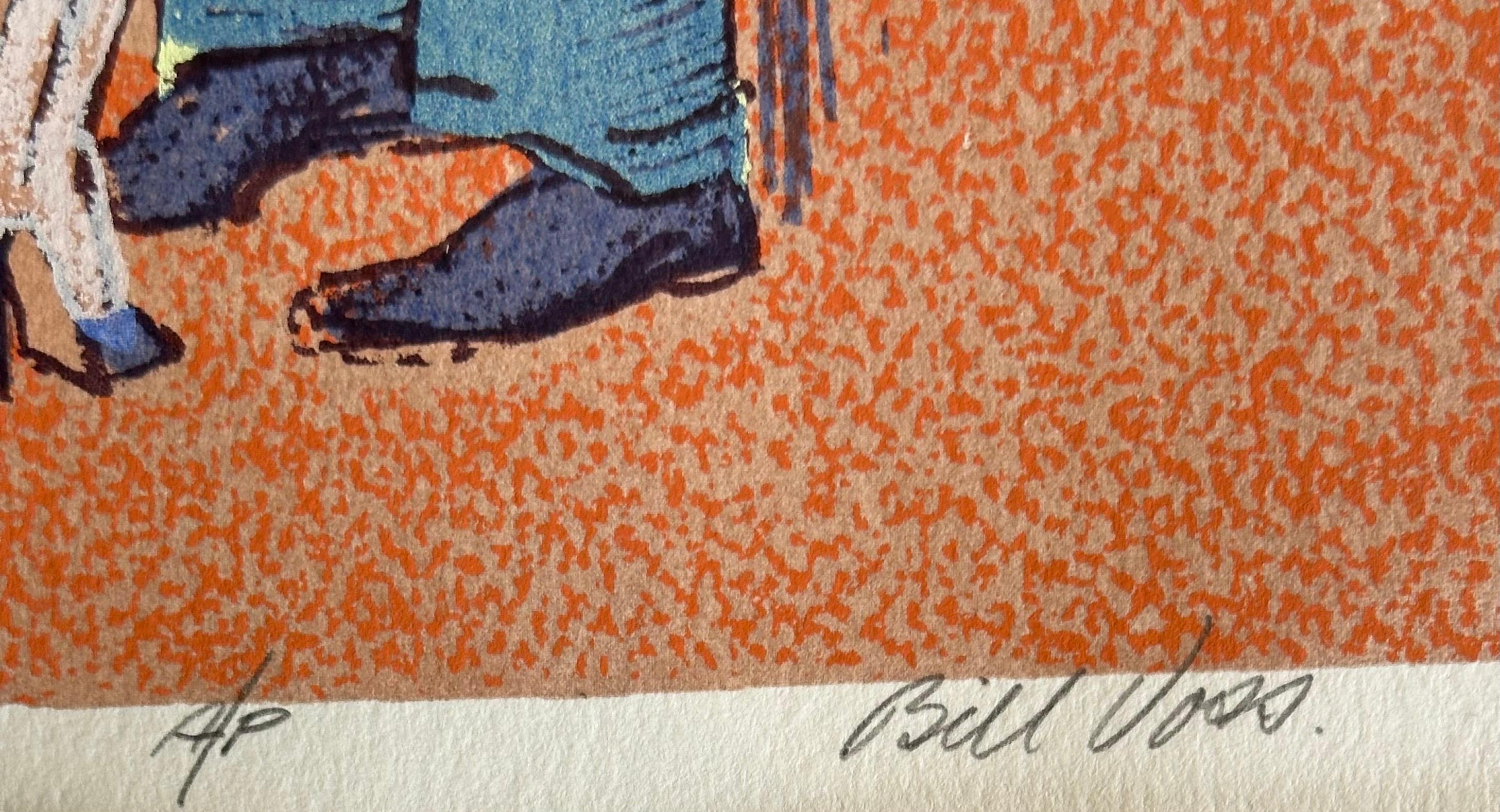 Lithographie d'artiste moderniste « Cocktail Couple » de l'artiste coté Bill Voss en vente 3
