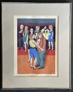 Modernistische Lithographie „Cocktailtail Couple“ des gelisteten Künstlers Bill Voss, Proof