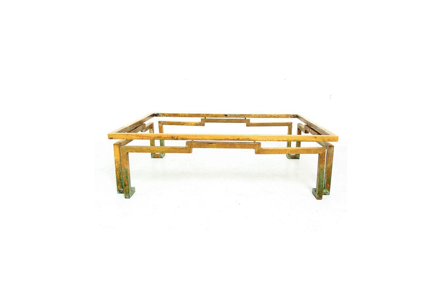 Hollywood Regency Arturo Pani Brass Coffee Table Geometric Greek Key Design Mexico Modernism 1950s