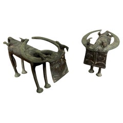 Modernist "Ashanti "Bronze Water Buffalo Sculptures