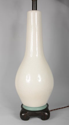 Modernist Asian Style Table Lamp with Crackle Glaze