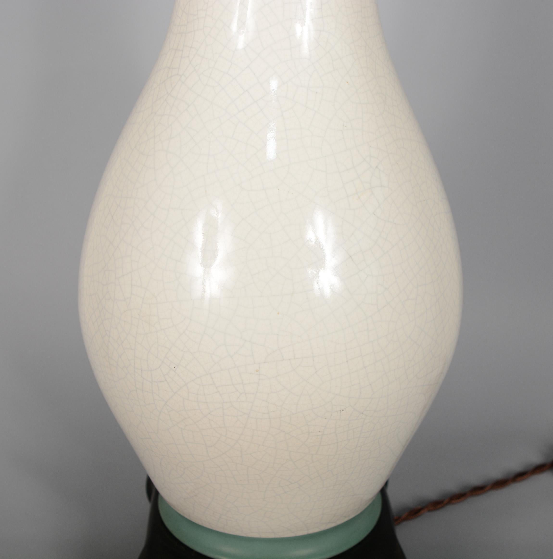 American Modernist Asian Style Table Lamp with Crackle Glaze For Sale