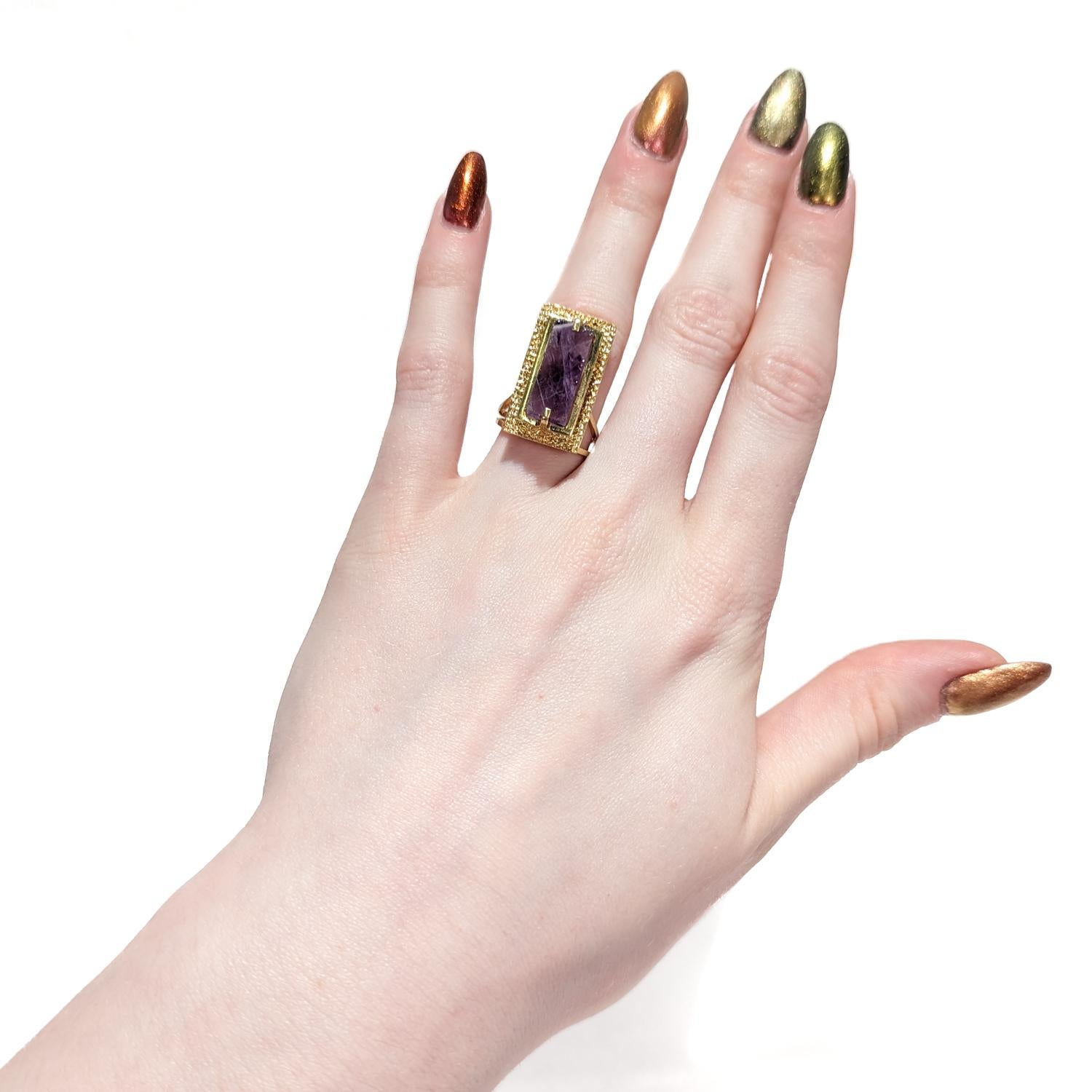 rough cut amethyst ring