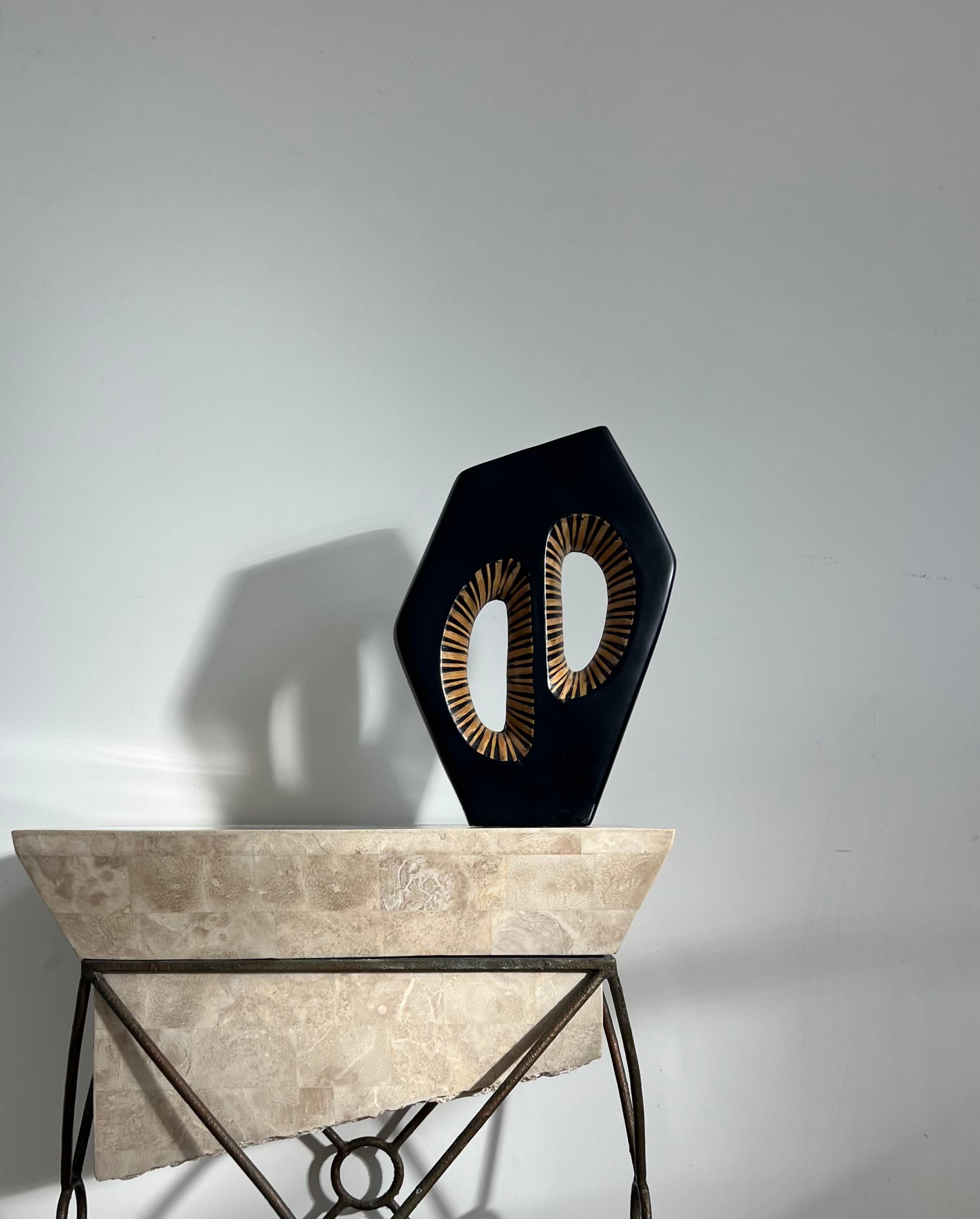 Modernist Asymmetrical Ceramic Vase with Safari Motif, Late 20th Century 11