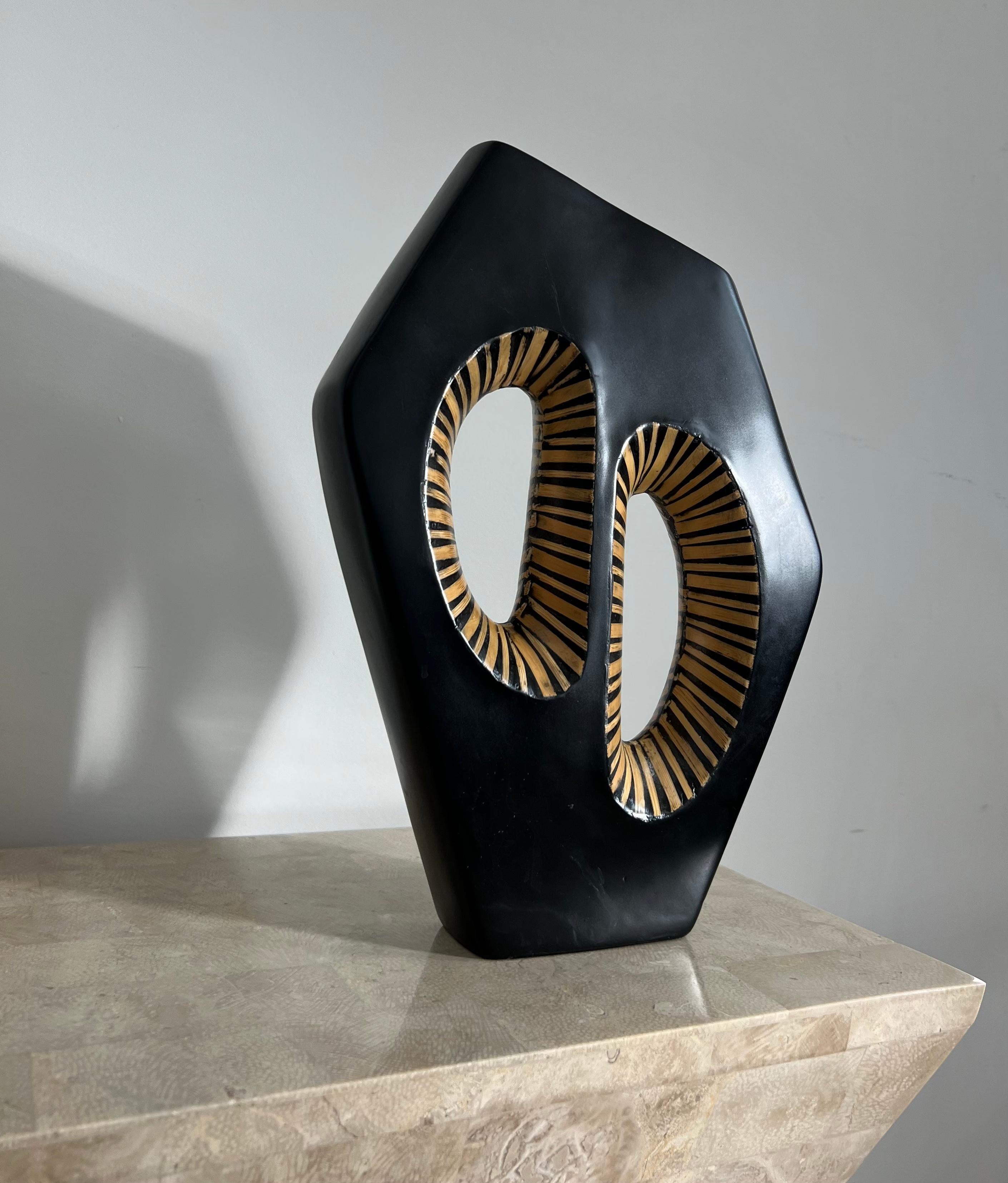 Modernist Asymmetrical Ceramic Vase with Safari Motif, Late 20th Century 2