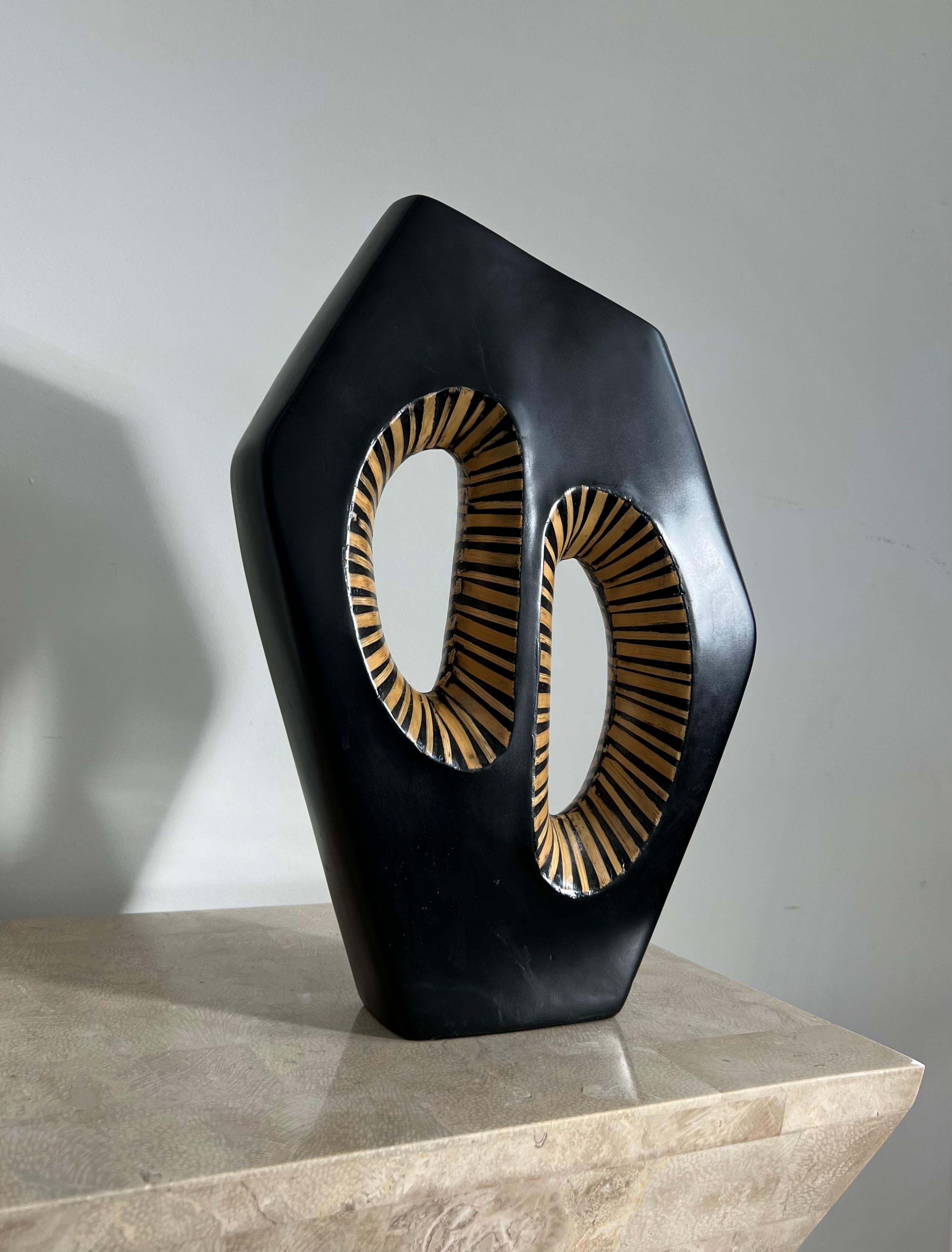 Modernist Asymmetrical Ceramic Vase with Safari Motif, Late 20th Century 5